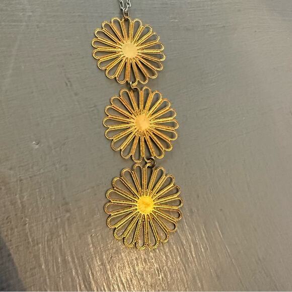 Sabika Long Two Tone Gold flower Pendant Necklace Summer 2019 - Picture 8 of 10